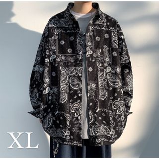 【再入荷】メンズ　長袖シャツ　XL　ペイズリー柄　おしゃれ　ストリート(シャツ)