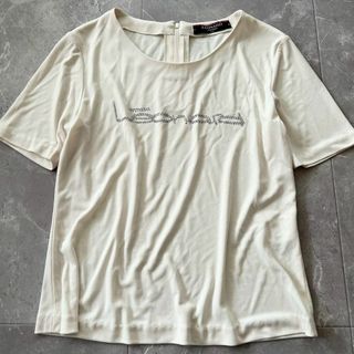 レオナール(LEONARD)のレオナール　M カットソー 半袖ラインストーンロゴ カンカン素材 美品(Tシャツ(半袖/袖なし))