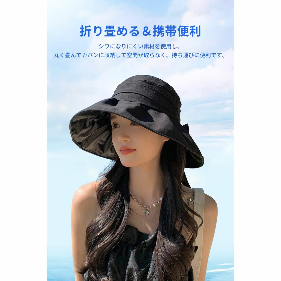 【色: ブラック】[Gokamoi] UVカット 帽子 レディース ハット レデ レディースのファッション小物(その他)の商品写真