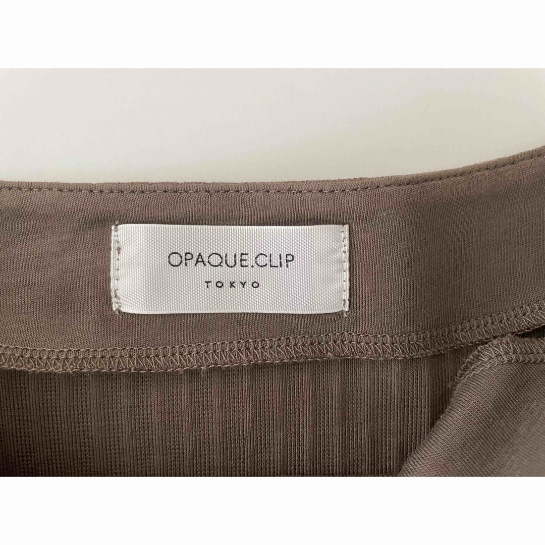 OPAQUE.CLIP(オペークドットクリップ)のOPAQUE.CLIP 洗える スーピマコットン リブカットソー カーキ 36 レディースのトップス(カットソー(半袖/袖なし))の商品写真
