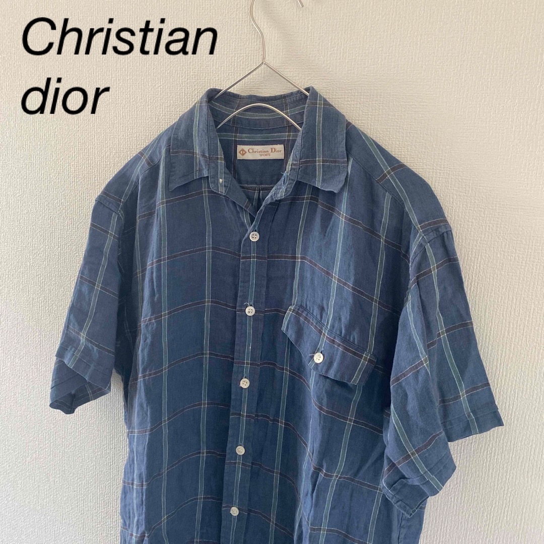 Christian Dior(クリスチャンディオール)のChristiandiorクリスチャンディオール半袖チェックシャツメンズブルーm メンズのトップス(シャツ)の商品写真