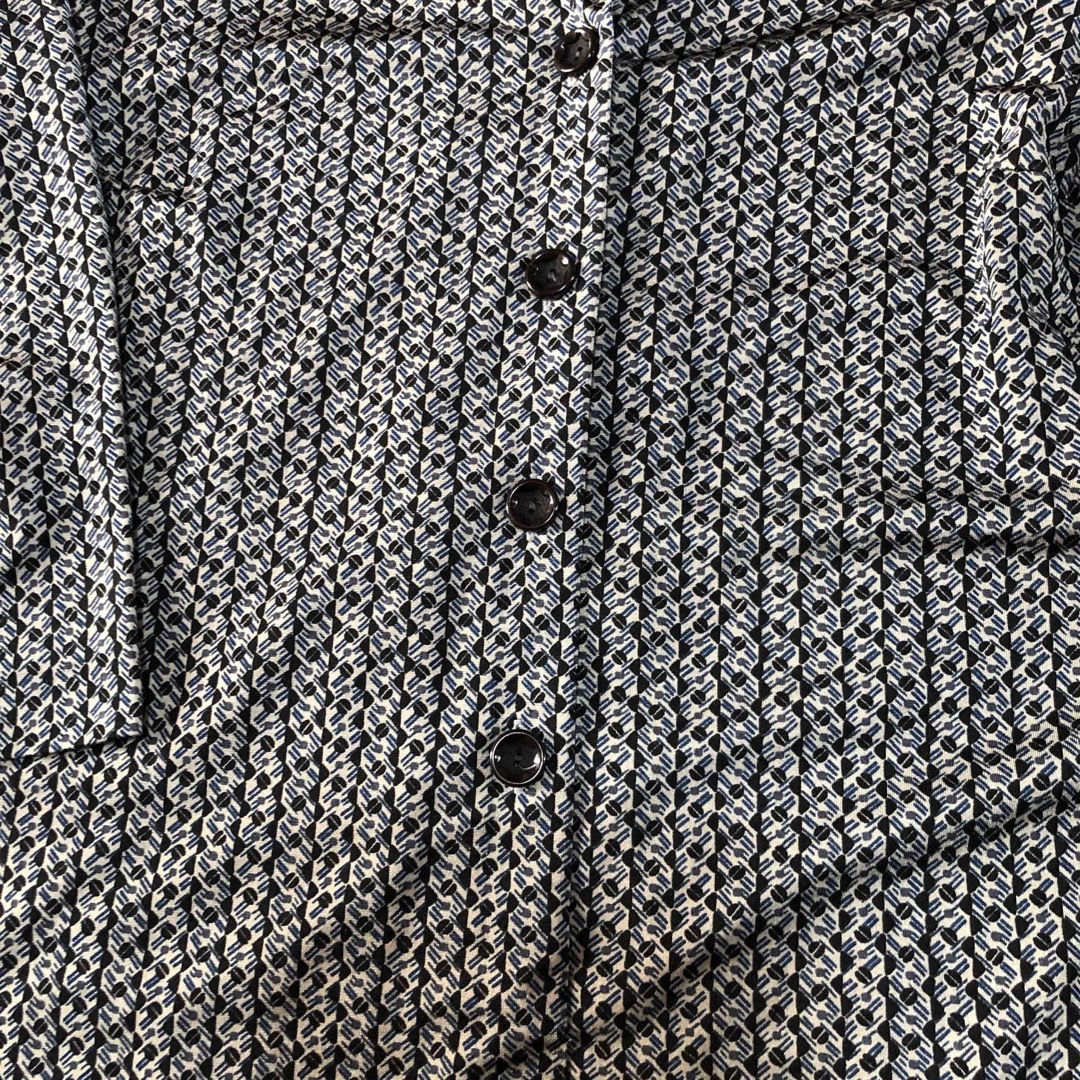 シニア向け　プリントワンピース(七分袖)M〜Lグレー系 レディースのワンピース(ひざ丈ワンピース)の商品写真