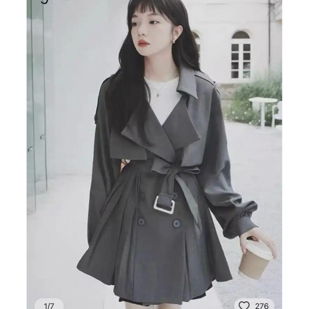 SHEIN(シーイン)のグレー　トレンチコート　ZARA グレイル　スナイデル　韓国　コート　ジャケット レディースのジャケット/アウター(トレンチコート)の商品写真