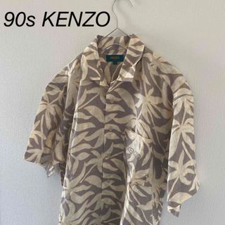 KENZO - 90sKENZOケンゾーオープンカラーシャツ半袖メンズハイビスカスXL