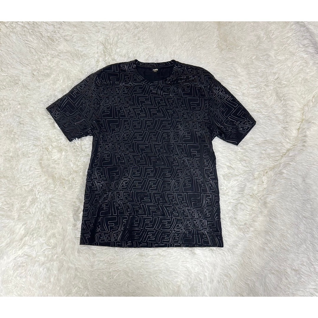 FENDI(フェンディ)の\美品/ FENDI FFヴァーティゴ柄 Tシャツ コットン ブラック Mサイズ メンズのトップス(Tシャツ/カットソー(半袖/袖なし))の商品写真