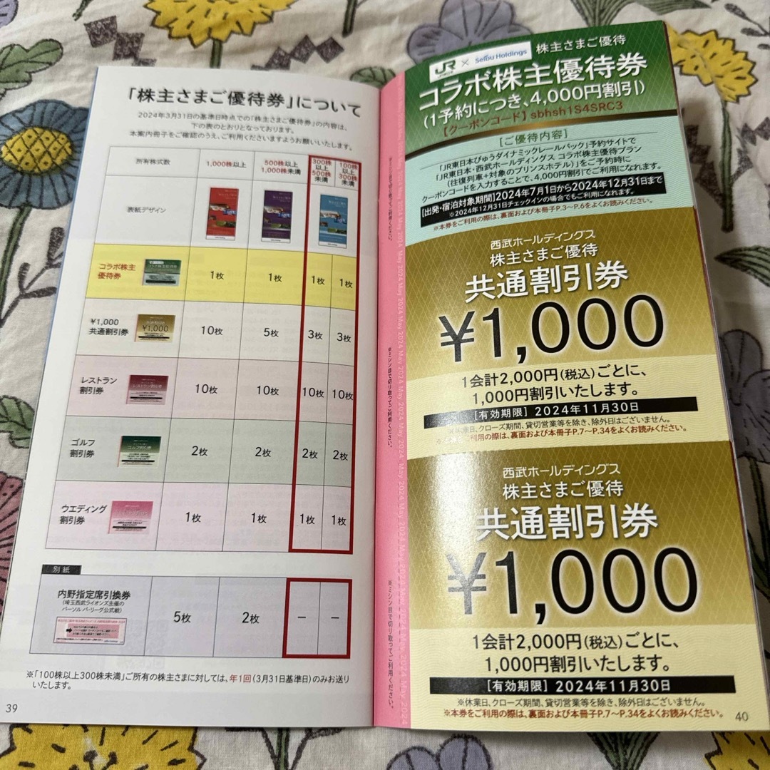 西武鉄道　株主優待　1冊　西武ホールディングス チケットの優待券/割引券(その他)の商品写真