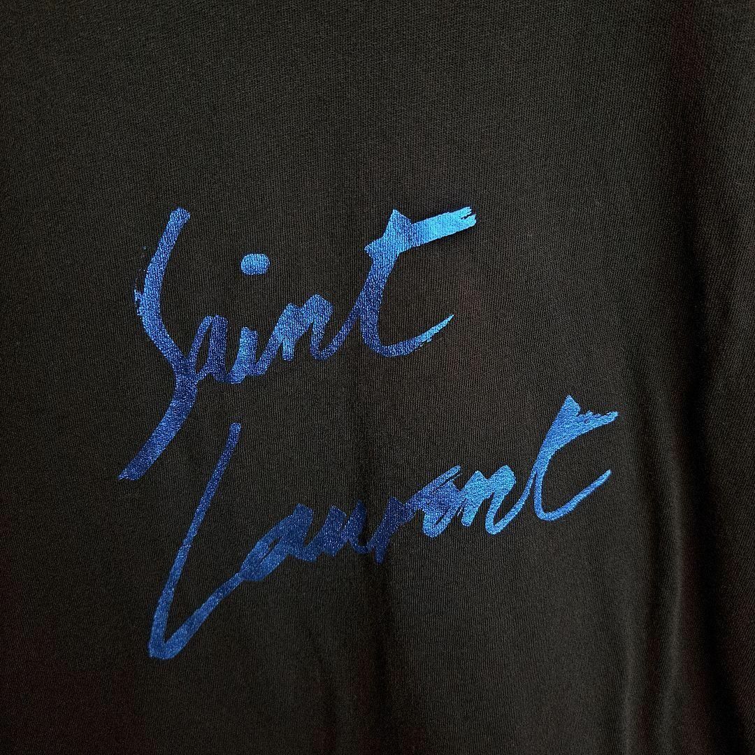 Saint Laurent(サンローラン)の【レアカラー】 サンローランパリ レデザイン ビックロゴ Tシャツ ブルー ロゴ メンズのトップス(Tシャツ/カットソー(半袖/袖なし))の商品写真