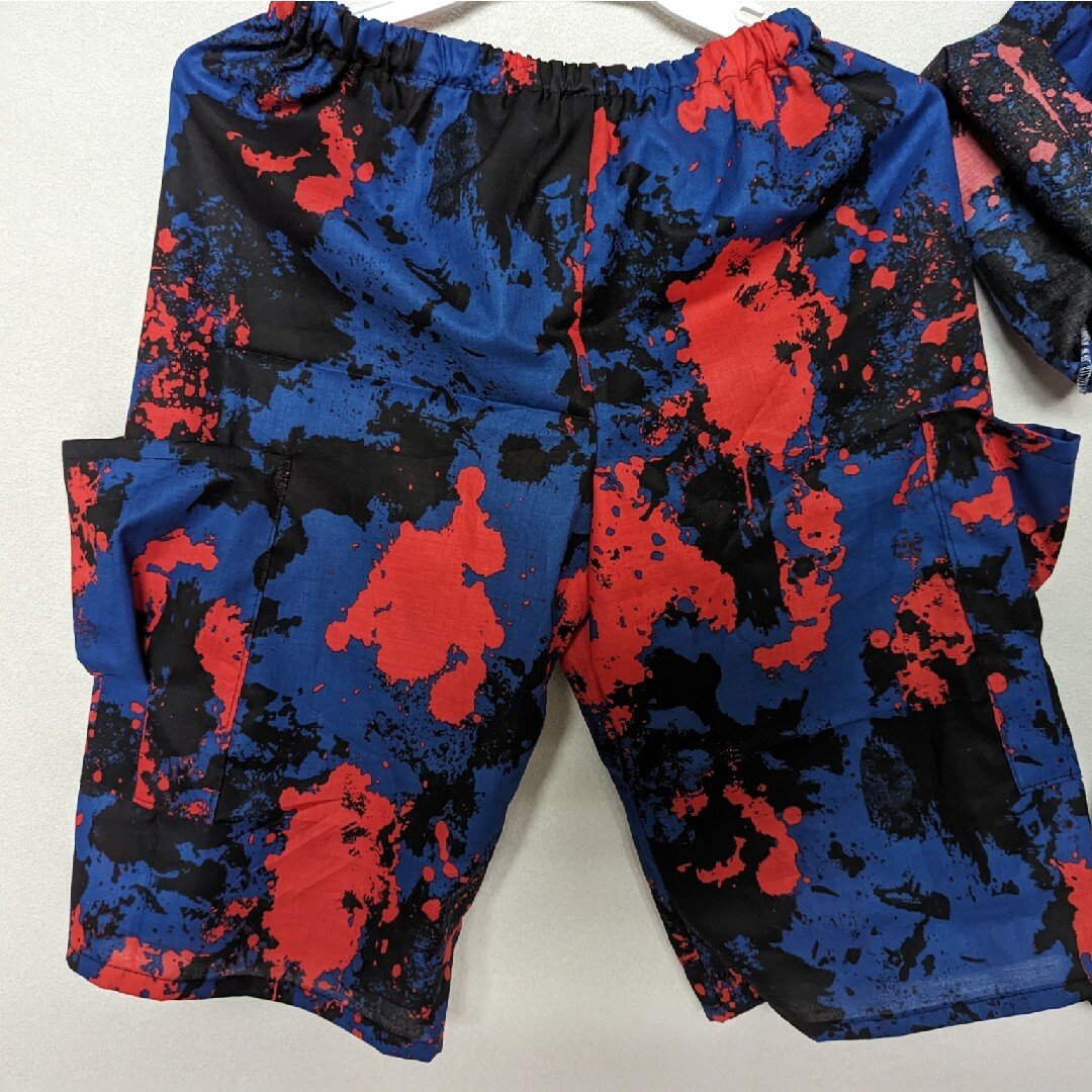 甚平 男の子 マーブル タイダイ ムラ染め キッズ/ベビー/マタニティのキッズ服男の子用(90cm~)(甚平/浴衣)の商品写真