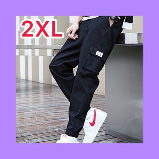 2XL　パンツ　　長ズボン　メンズ　カーゴパンツ　黒　ブラック オーバーサイズ(チノパン)