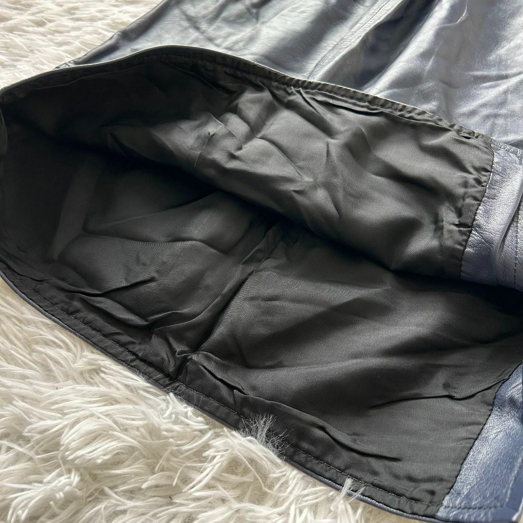 【美品】 GILLES RICART レザーひざ丈スカート M  ✓3446 レディースのスカート(ひざ丈スカート)の商品写真