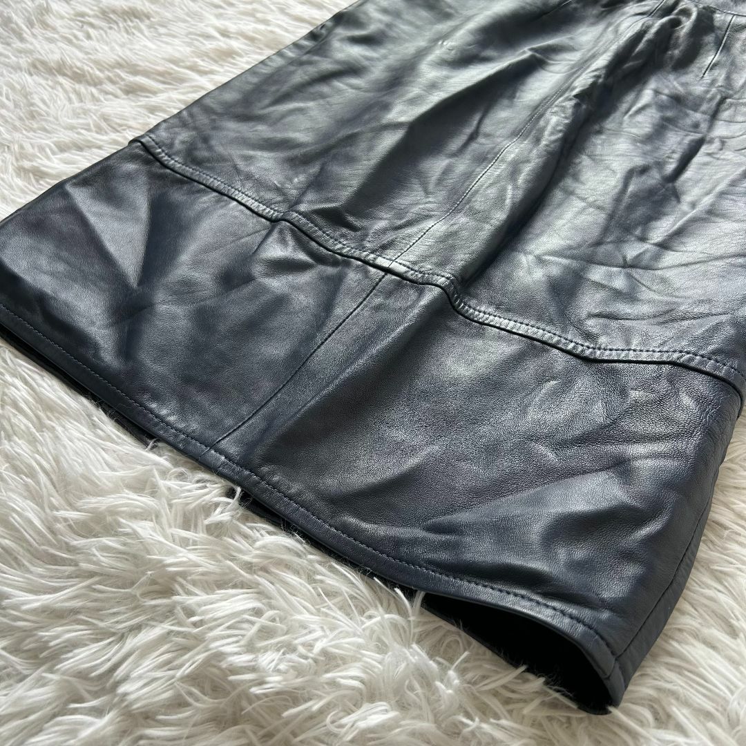 【美品】 GILLES RICART レザーひざ丈スカート M  ✓3446 レディースのスカート(ひざ丈スカート)の商品写真