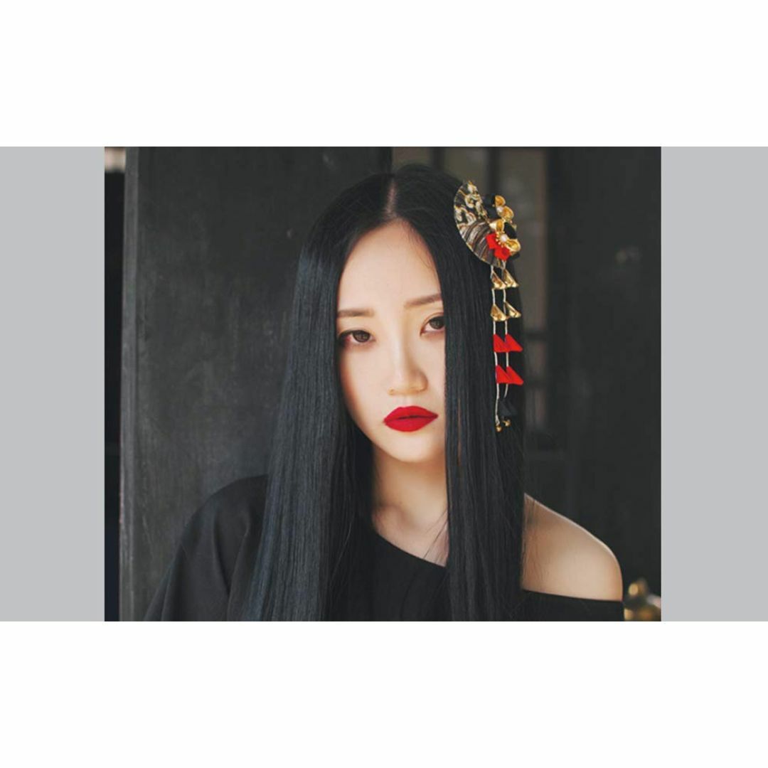 【色: 黒】MaitianGuyou 髪飾り 和装 扇型 つまみ細工髪飾り 2点 レディースのファッション小物(その他)の商品写真