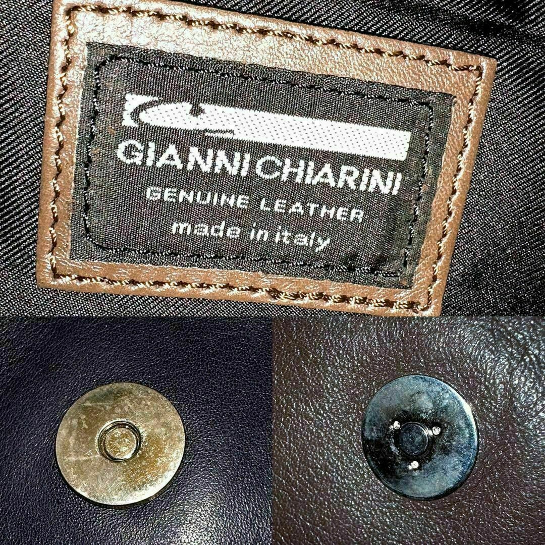 GIANNI CHIARINI(ジャンニキャリーニ)のチャーム付【ジャンニキアリーニ】バイカラー 本革レザー ショルダーバッグ 茶×紫 レディースのバッグ(ショルダーバッグ)の商品写真