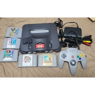 ニンテンドウ64(NINTENDO 64)のNintendo64 本体一式　メモリー拡張パック　ソフト５個　セット(家庭用ゲーム機本体)