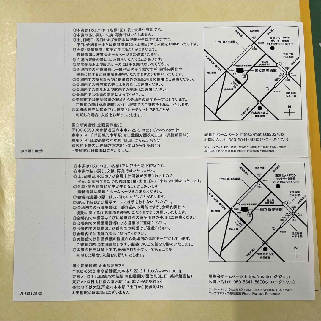 マティス展　2024 国立新美術館　チケット　美術館　2t アート　展示会 チケットの施設利用券(美術館/博物館)の商品写真