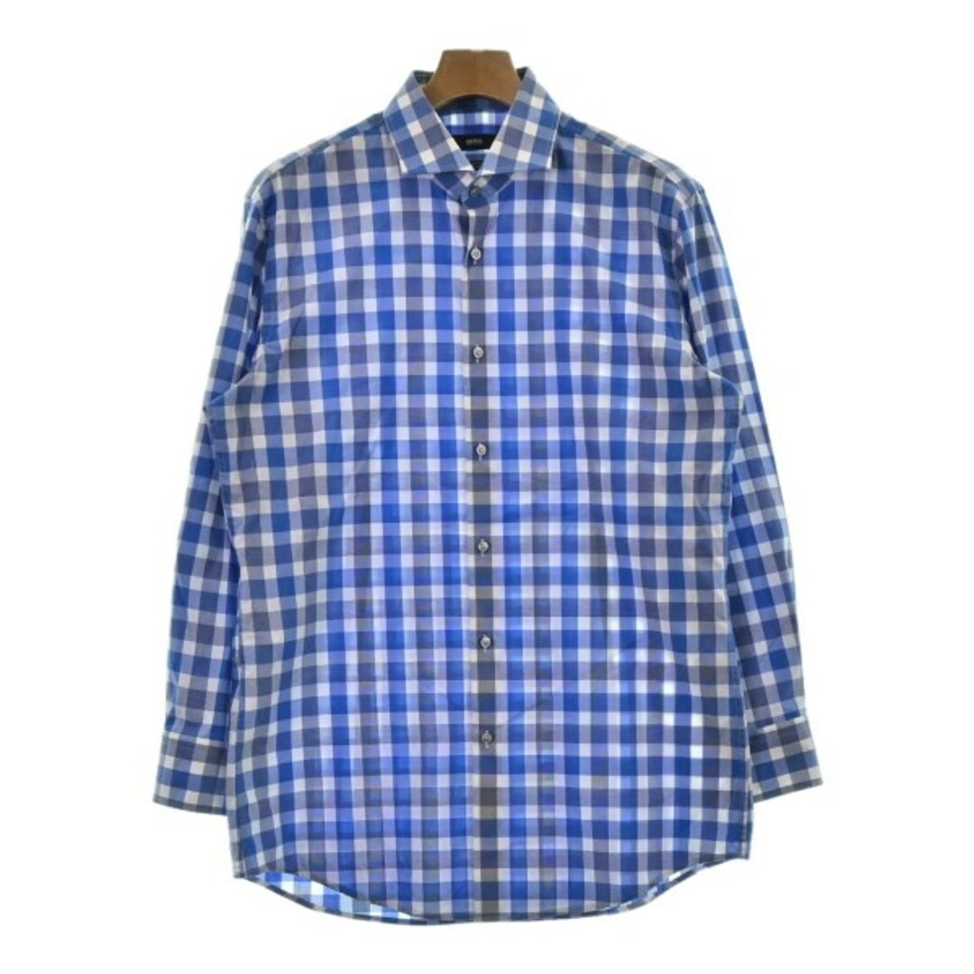 HUGO BOSS(ヒューゴボス)のHUGO BOSS カジュアルシャツ 41(XL位) 青x白(チェック) 【古着】【中古】 メンズのトップス(シャツ)の商品写真
