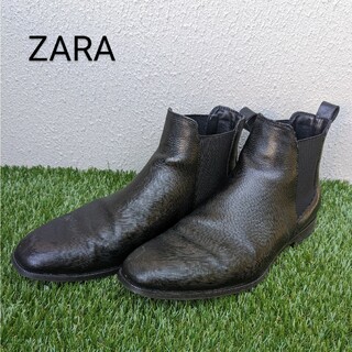 ザラ(ZARA)のZARAサイドゴアブーツ42黒 / ザラ革靴ブラックビジネス通勤レインサイドゴム(ブーツ)