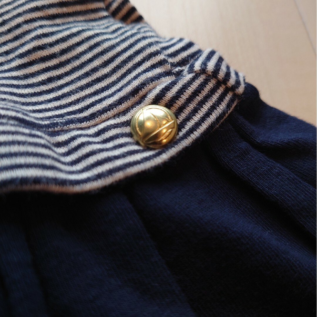 PETIT BATEAU(プチバトー)のPETIT BATEAU　ワンピース　18M ネイビー　ボーダー キッズ/ベビー/マタニティのベビー服(~85cm)(ワンピース)の商品写真