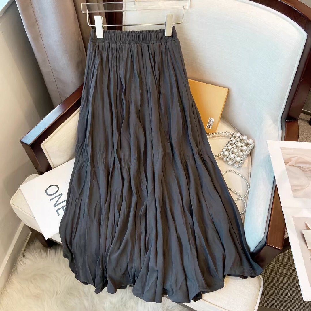プリーツ ギャザー スカート レディースのスカート(ロングスカート)の商品写真