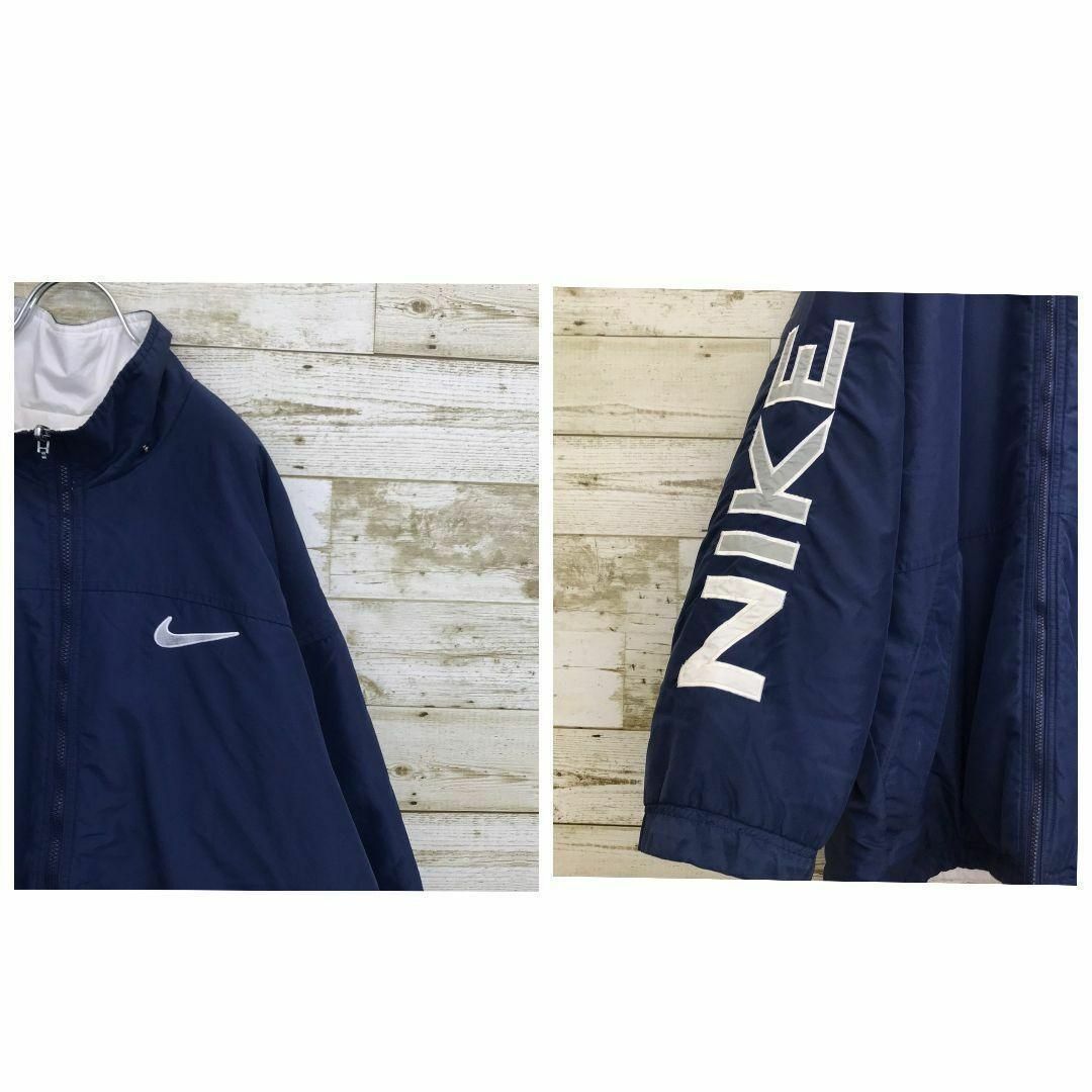 NIKE(ナイキ)の【k5442】USA古着90sナイキ刺繍ロゴリバーシブル中綿ナイロンジャケット メンズのジャケット/アウター(ナイロンジャケット)の商品写真