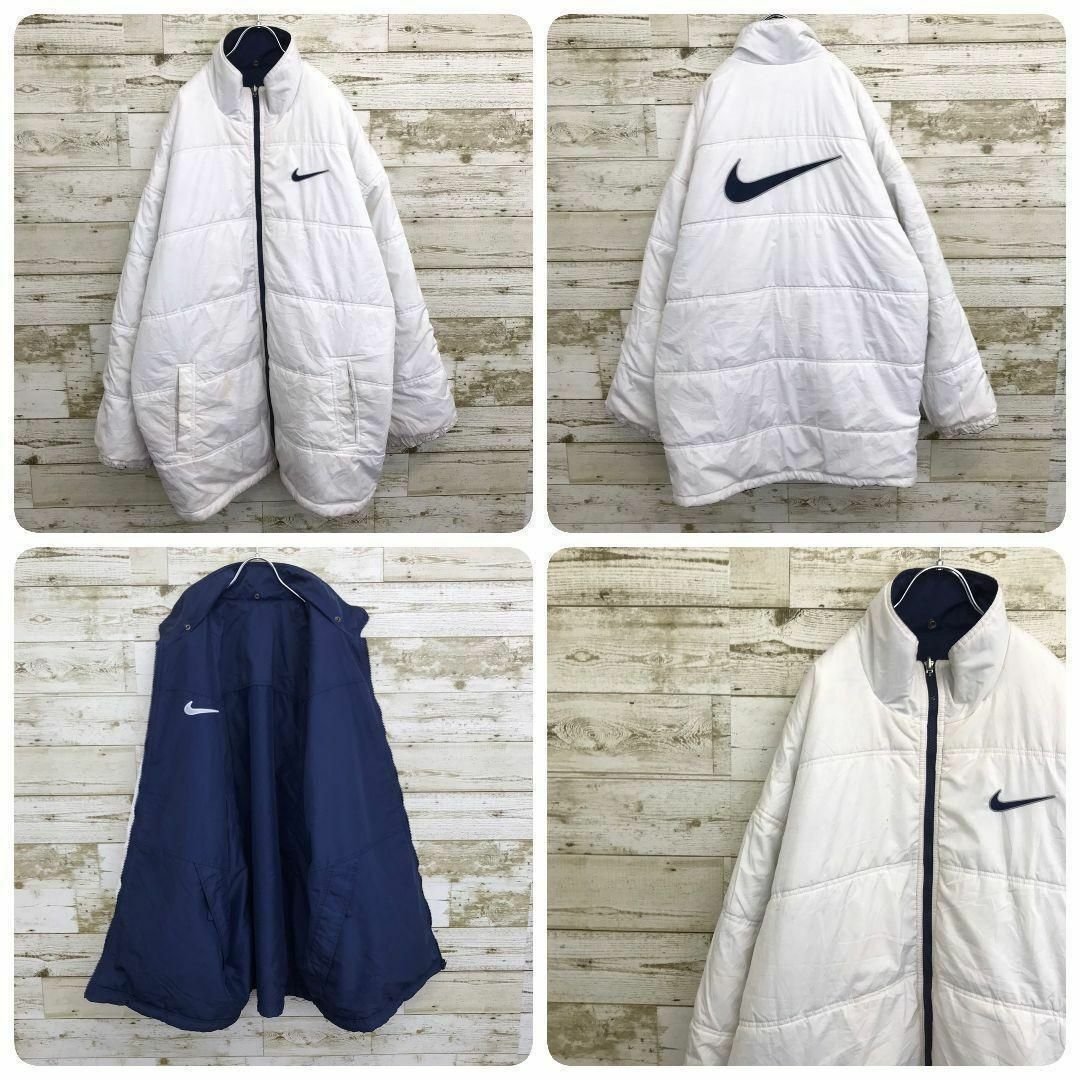 NIKE(ナイキ)の【k5442】USA古着90sナイキ刺繍ロゴリバーシブル中綿ナイロンジャケット メンズのジャケット/アウター(ナイロンジャケット)の商品写真