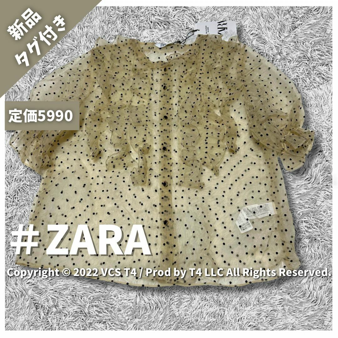 【新品タグ付き】 シャツ/ブラウス(半袖) S ドット柄 シースルー ✓3324 レディースのトップス(ポロシャツ)の商品写真