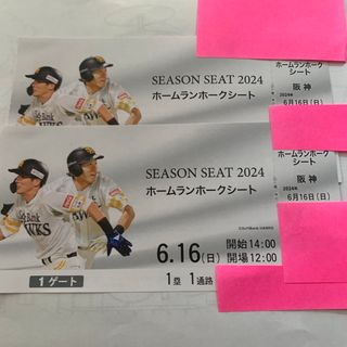 6月16日阪神戦ホークスチケット2枚