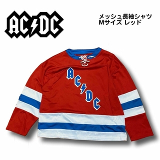AC/DC メッシュ長袖シャツ Mサイズ レッド(Tシャツ/カットソー(七分/長袖))