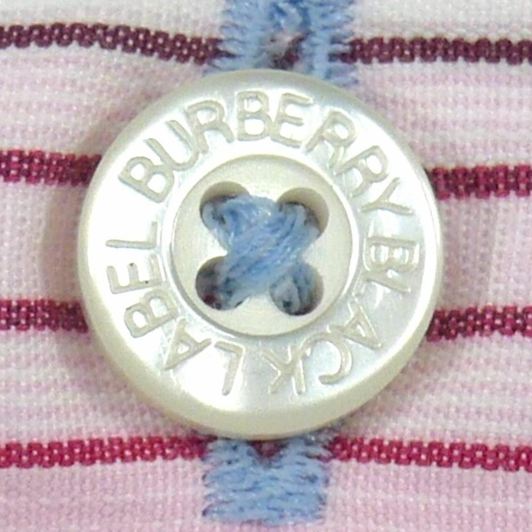 BURBERRY BLACK LABEL(バーバリーブラックレーベル)のバーバリーブラックレーベル ポロシャツ L ピンク ボーダー 刺繍 NR3860 メンズのトップス(ポロシャツ)の商品写真