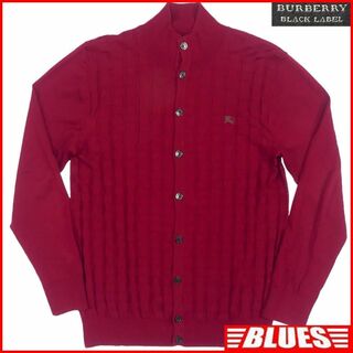 バーバリーブラックレーベル(BURBERRY BLACK LABEL)の日本製 バーバリーブラックレーベル セーター ニット L 赤 刺繍 TJ1017(ニット/セーター)