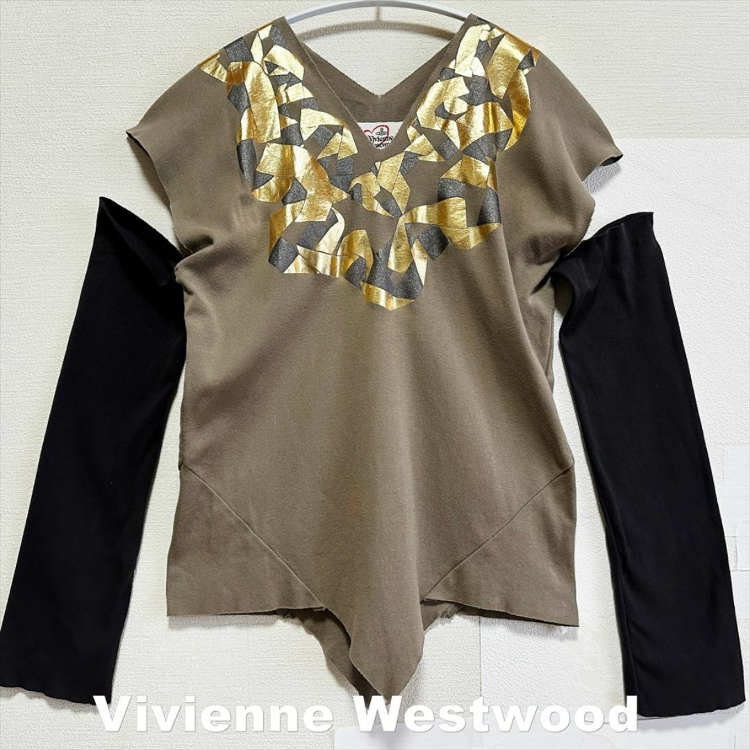 Vivienne Westwood(ヴィヴィアンウエストウッド)の【Vivienne Westwood】ショルダーカット コルセット カットソー レディースのトップス(カットソー(長袖/七分))の商品写真