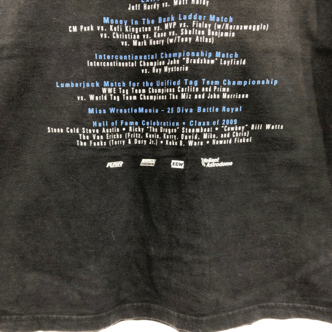 WWE WRESTLE MANIA 25th Anniversary 半袖Ｔシャツ プロレス ブラック (メンズ X-LARGE) 中古 古着 Q6451 メンズのトップス(Tシャツ/カットソー(半袖/袖なし))の商品写真