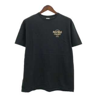 DELTA デルタ Hard Rock Cafe ハードロックカフェ ロゴ 半袖Ｔシャツ ワンポイント ブラック (メンズ XL) 中古 古着 Q6453(Tシャツ/カットソー(半袖/袖なし))