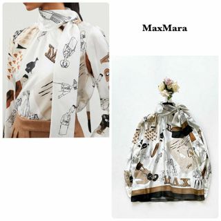 マックスマーラ(Max Mara)の【MaxMara】最高級白タグ＊シルク100％　ボウタイブラウス　ブランドロゴ(シャツ/ブラウス(長袖/七分))