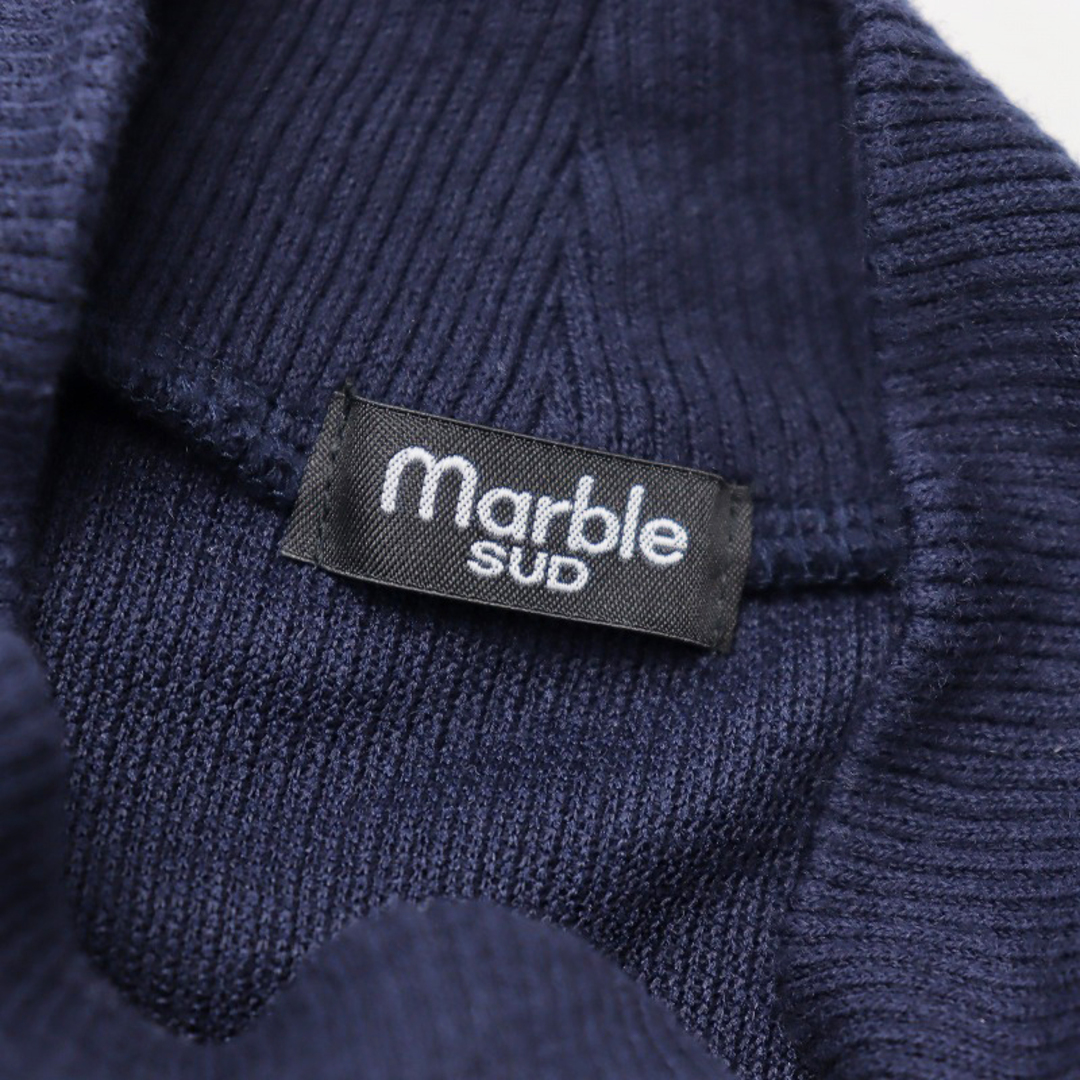 マーブルシュッド marble SUD ハイネックニットプルオーバー/ネイビー トップス セーター 長袖 刺繍【2400013862288】 レディースのトップス(ニット/セーター)の商品写真