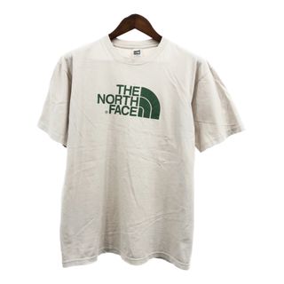 ザノースフェイス(THE NORTH FACE)のTHE NORTH FACE ノースフェイス ロゴ 半袖Ｔシャツ ベージュ (メンズ M) 中古 古着 Q6459(Tシャツ/カットソー(半袖/袖なし))