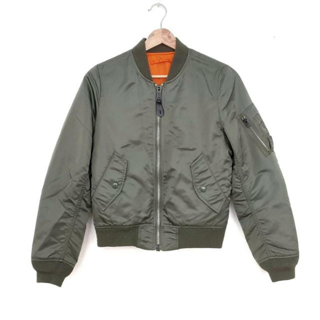 ALPHA INDUSTRIES(アルファインダストリーズ)のALPHA INDUSTRIES(アルファ) ブルゾン サイズS レディース美品  - ダークグリーン×オレンジ 長袖/リバーシブル/秋/冬 レディースのジャケット/アウター(ブルゾン)の商品写真