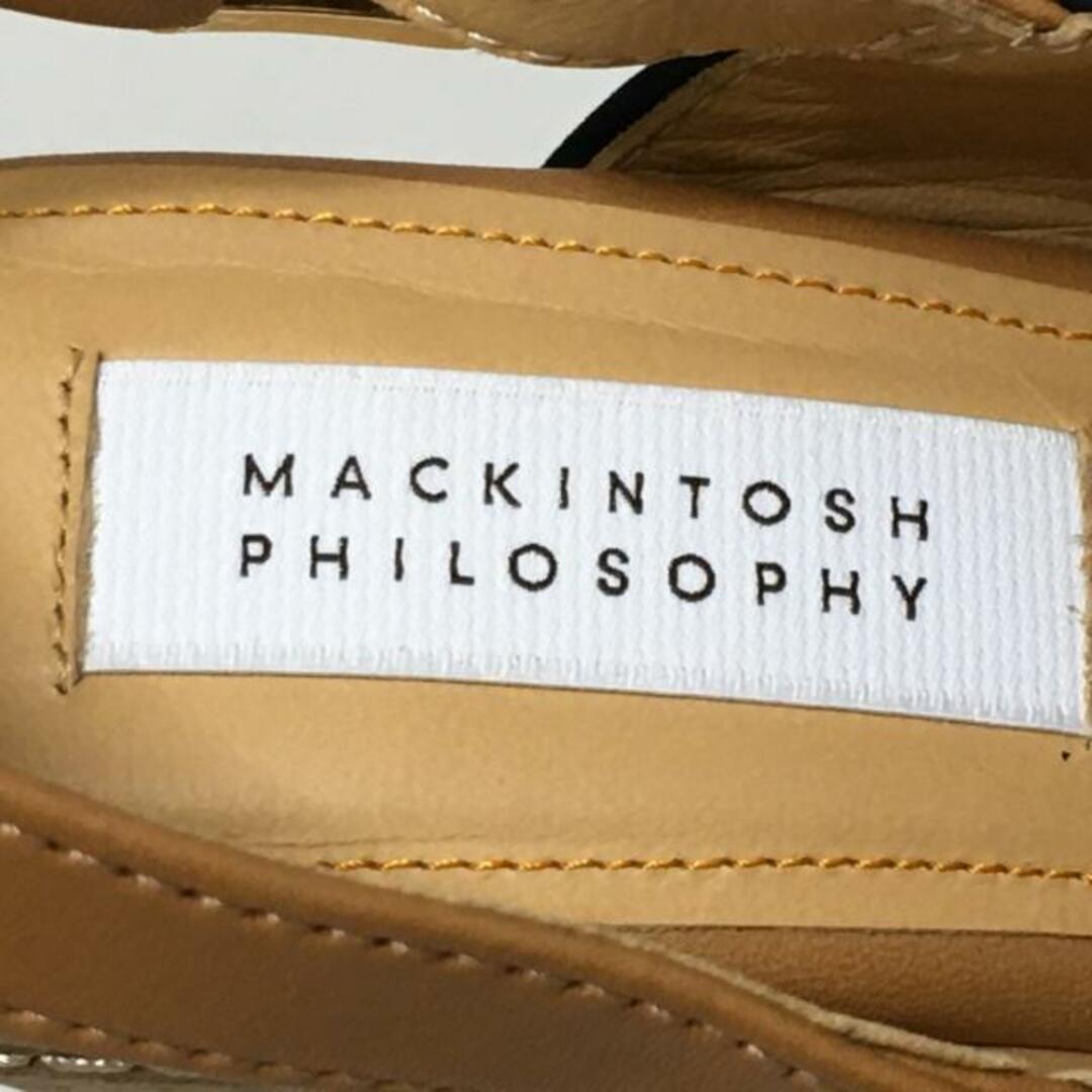 MACKINTOSH PHILOSOPHY(マッキントッシュフィロソフィー)のMACKINTOSH PHILOSOPHY(マッキントッシュフィロソフィー) サンダル 22 1/2 レディース - ダークネイビー×ブラウン ウェッジソール/オープントゥ ヌバック×レザー レディースの靴/シューズ(サンダル)の商品写真