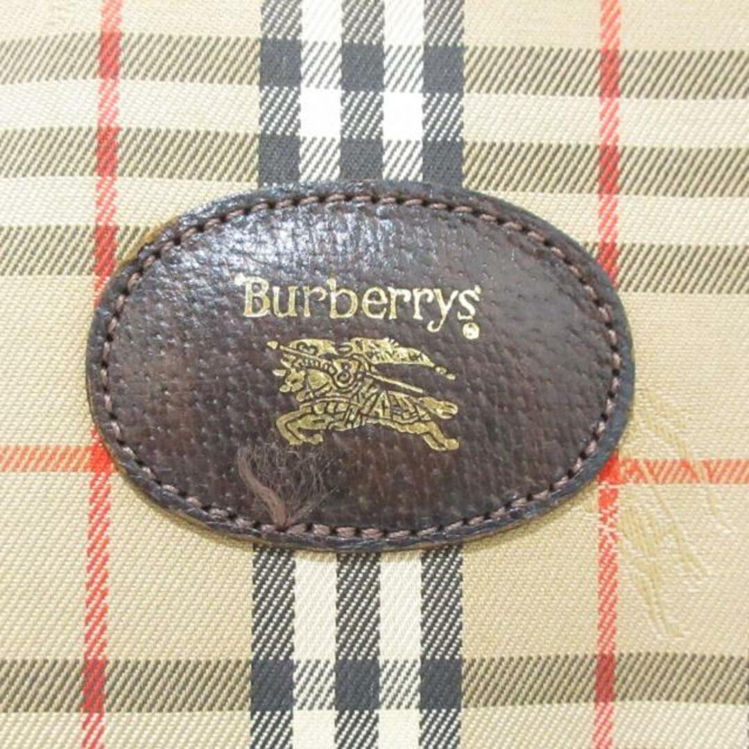 Burberry's(バーバリーズ) ポーチ ベージュ×ダークブラウン×マルチ チェック柄 ジャガード×レザー レディースのファッション小物(ポーチ)の商品写真