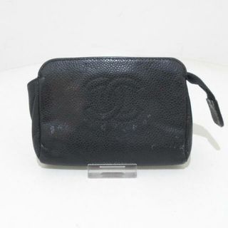 シャネル(CHANEL)のCHANEL(シャネル) ポーチ - 黒 ゴールド金具/ミニサイズ キャビアスキン(ポーチ)