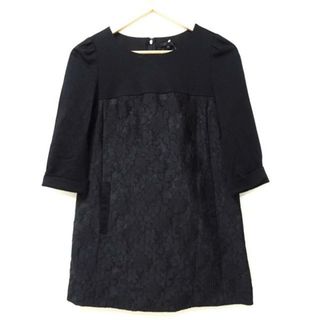 トゥービーシック(TO BE CHIC)のTO BE CHIC(トゥービーシック) ワンピース サイズ40 M レディース美品  - 黒 クルーネック/七分袖/ミニ/フラワー(花)(その他)