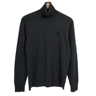 バーバリーブラックレーベル(BURBERRY BLACK LABEL)のBurberry Black Label(バーバリーブラックレーベル) 長袖セーター サイズ2 M メンズ - グレー×ダークグレー タートルネック/チェック柄 ウール、シルク(ニット/セーター)