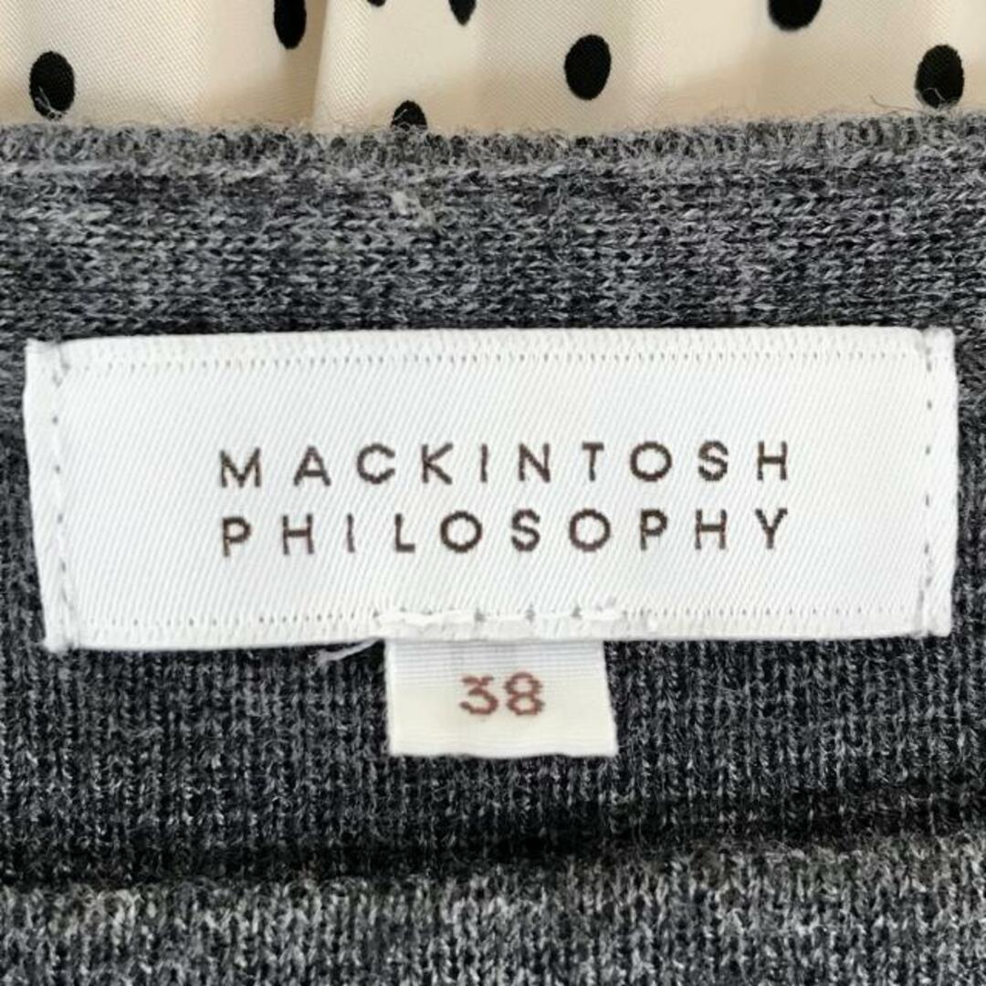 MACKINTOSH PHILOSOPHY(マッキントッシュフィロソフィー)のMACKINTOSH PHILOSOPHY(マッキントッシュフィロソフィー) ワンピース サイズ38 L レディース美品  - グレー×アイボリー×黒 クルーネック/長袖/ロング/ドット柄 ナイロン、毛 レディースのワンピース(その他)の商品写真