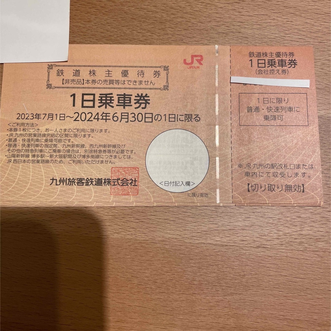 JR九州  1日乗車券  鉄道株主優待券  3枚 チケットの優待券/割引券(その他)の商品写真