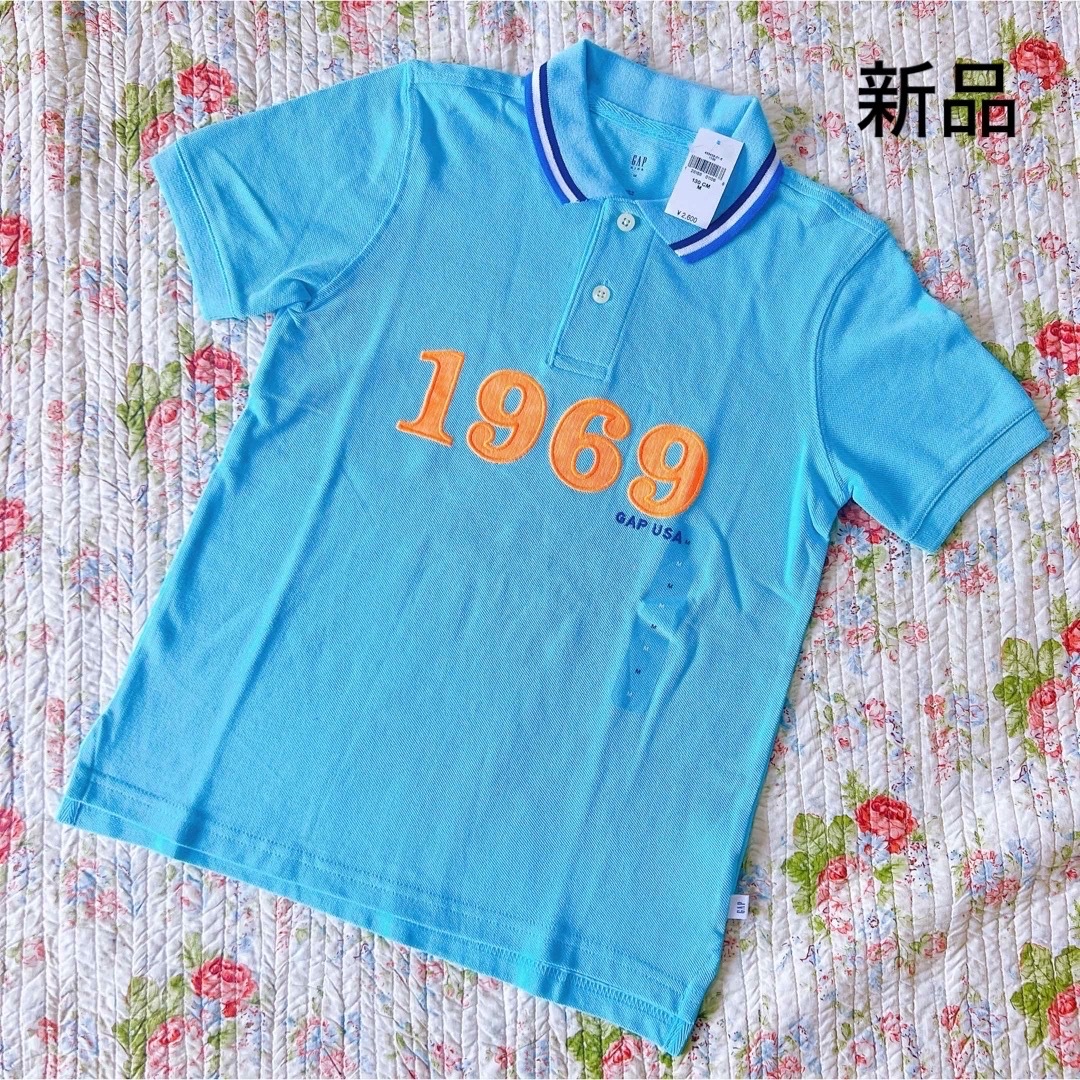 GAP Kids(ギャップキッズ)の【ご専用✨】新品　未使用　タグ付き　Gap kids ポロシャツ　水色　ブルー キッズ/ベビー/マタニティのキッズ服男の子用(90cm~)(Tシャツ/カットソー)の商品写真