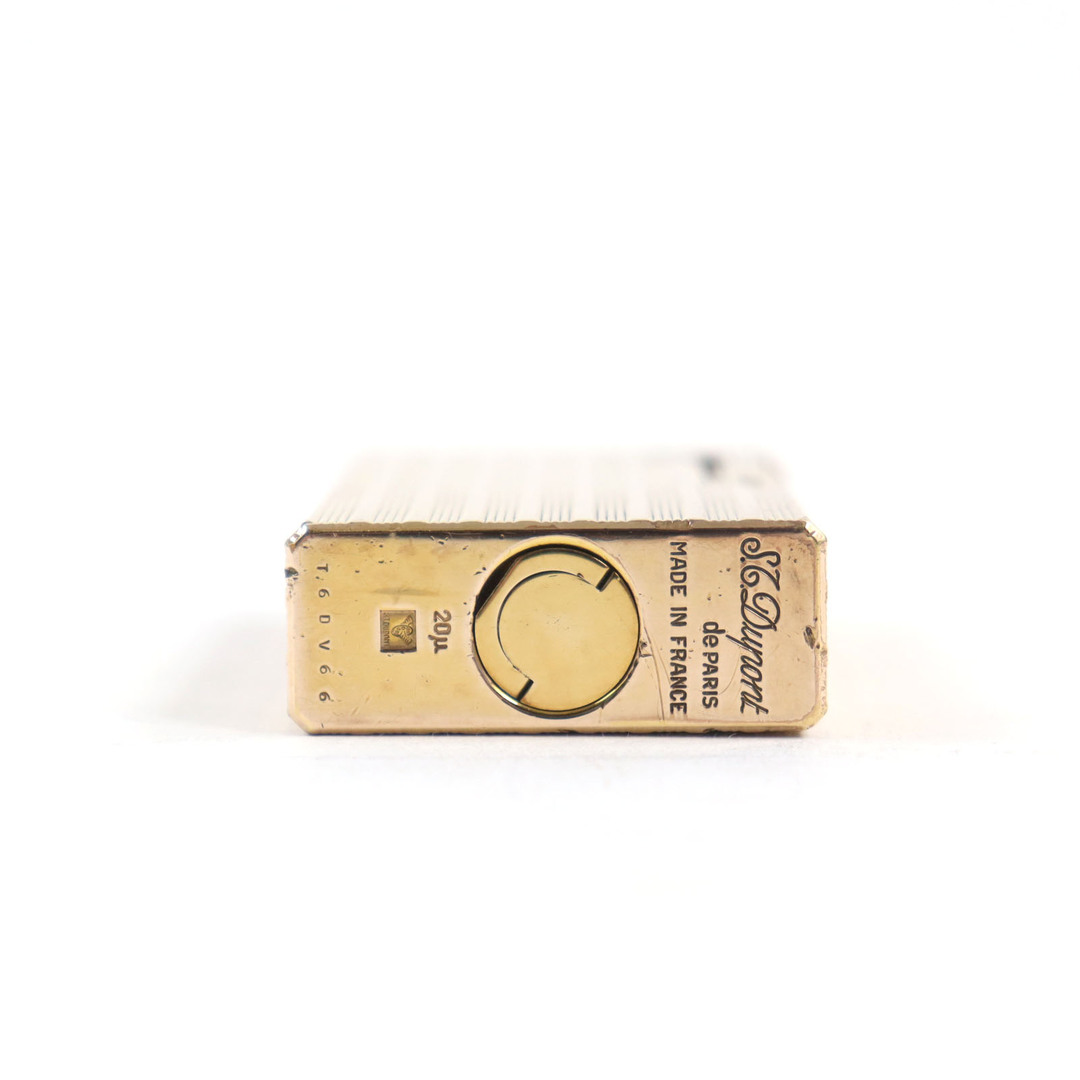 DuPont(デュポン)の良品○Dupont デュポン ライン1 ロング ストライプエンボス スクエア ローラー式 ライター ゴールド フランス製 着火確認済み メンズおすすめ メンズのファッション小物(タバコグッズ)の商品写真
