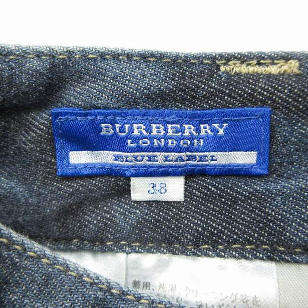 BURBERRY BLUE LABEL(バーバリーブルーレーベル)の美品 バーバリーブルーレーベル デニム ショート ミニ スカート ロゴ刺繍 38 レディースのスカート(ミニスカート)の商品写真