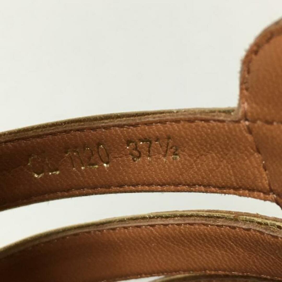 LOUIS VUITTON(ルイヴィトン)のLOUIS VUITTON(ルイヴィトン) サンダル 37 1/2 レディース - ブラウン×ゴールド ウェッジソール レザー×エナメル（レザー） レディースの靴/シューズ(サンダル)の商品写真