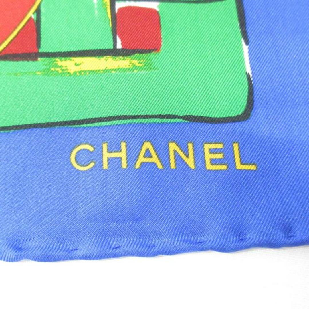 CHANEL(シャネル)のCHANEL(シャネル) スカーフ美品  ブルー×グリーン×マルチ 花柄 レディースのファッション小物(バンダナ/スカーフ)の商品写真