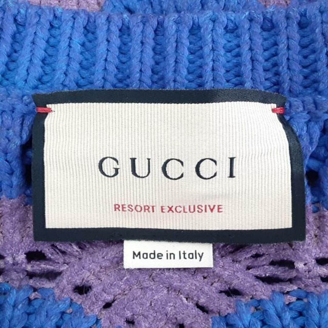 Gucci(グッチ)のGUCCI(グッチ) 七分袖セーター サイズXS レディース美品  - 700425 ブルー×パープル×マルチ Vネック/RESORT EXCLUSIVE レディースのトップス(ニット/セーター)の商品写真